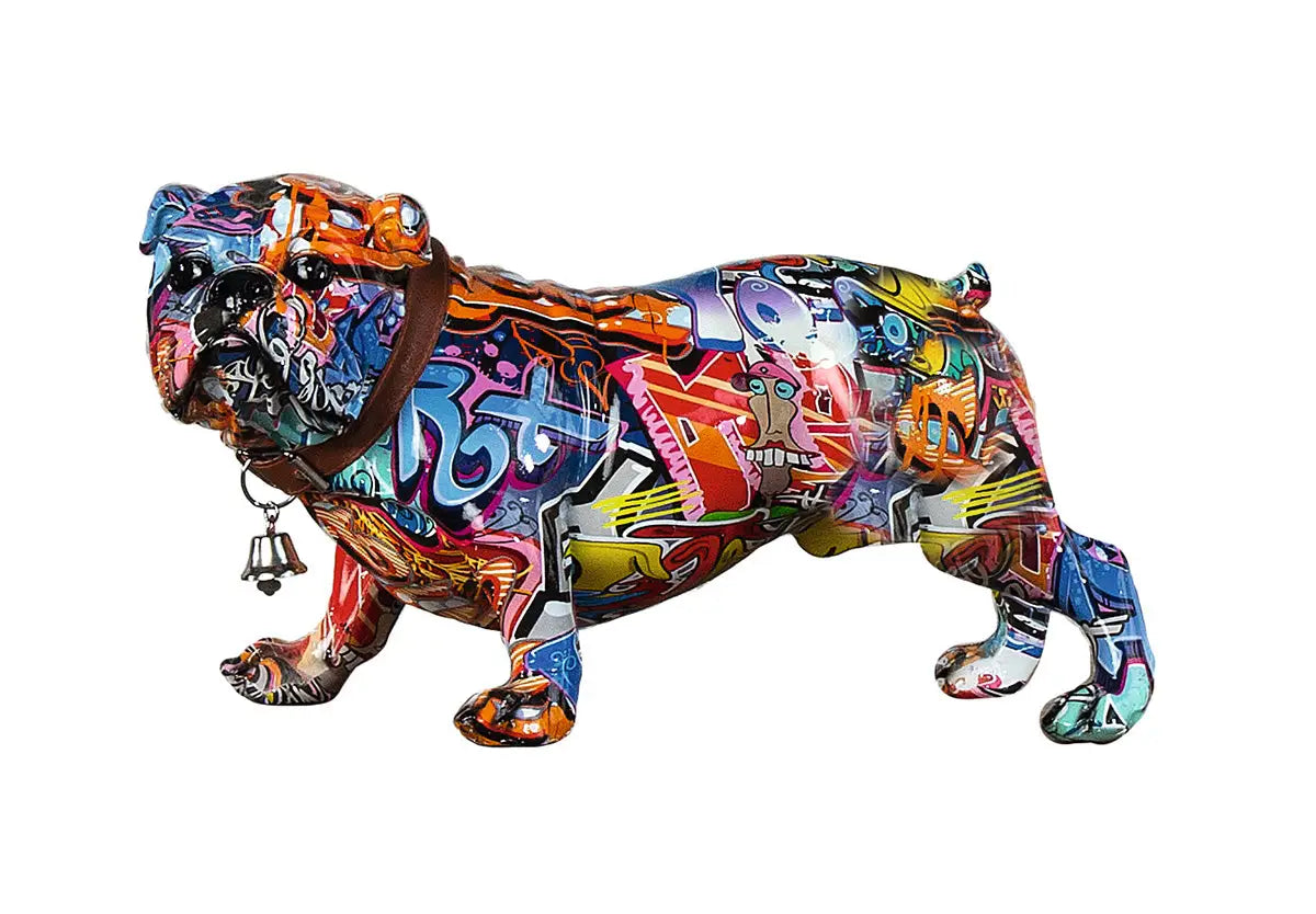 Figur: Bulldogge „Street Art“ • Kunstharz • mehrfarbig • 18x38x21 cm • Gilde - Figur