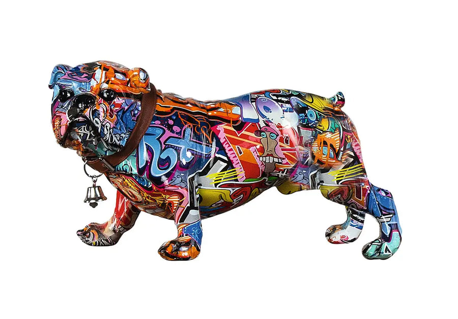 Figur: Bulldogge „Street Art“ • Kunstharz • mehrfarbig • 18x38x21 cm • Gilde - Figur
