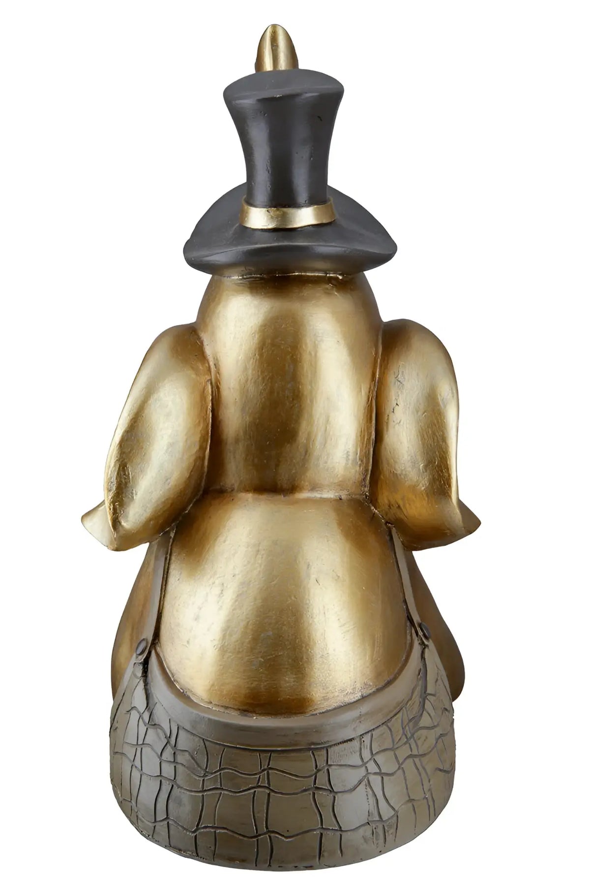 Goldfarbene kunstharzfigur elefant maroni mit schwarzem zylinder und krokodilprägung hose von gilde