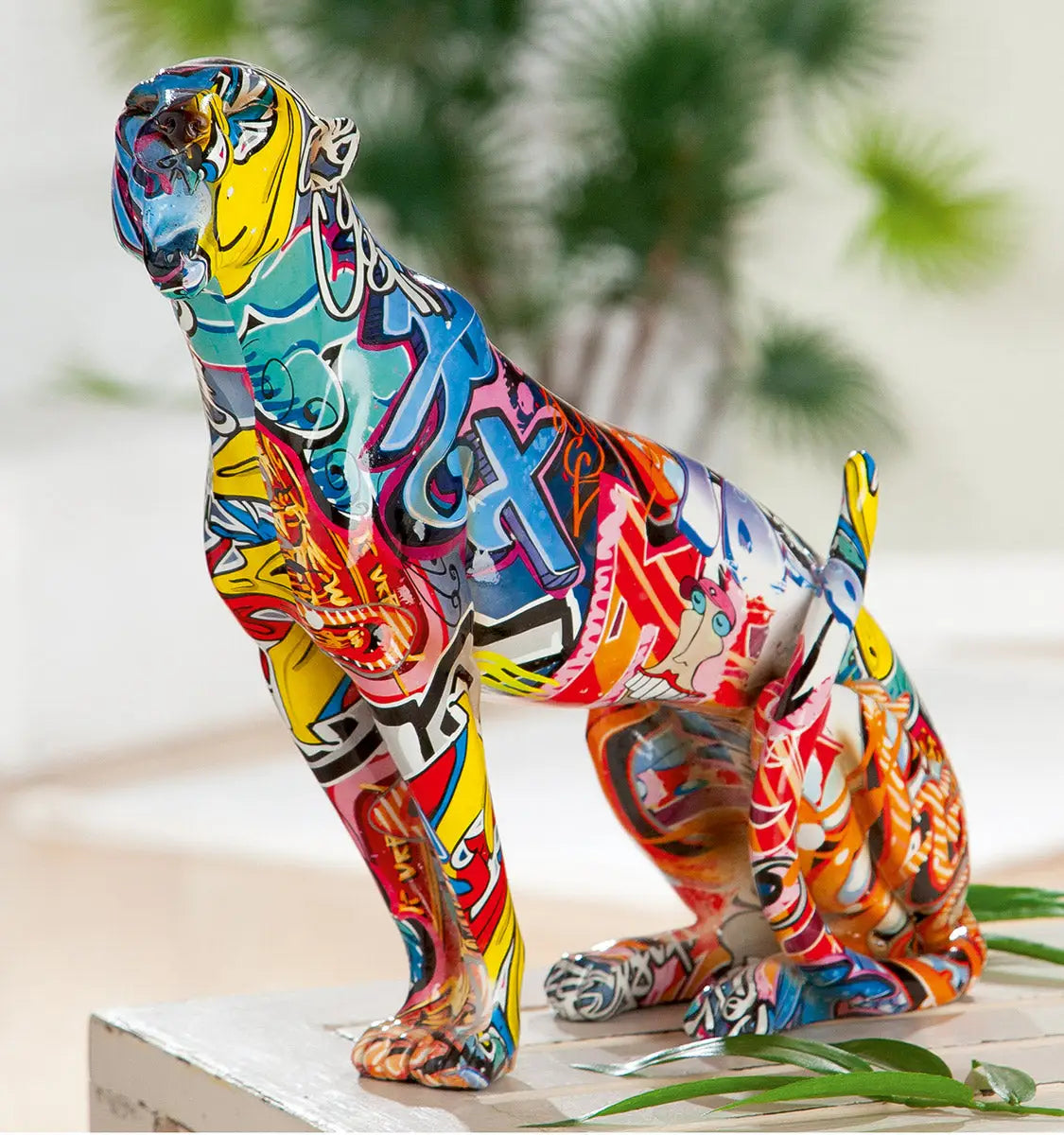 Figur: Gepard „Street Art 1“ • Kunstharz • mehrfarbig • 33×33×10 cm • Gilde - Figur