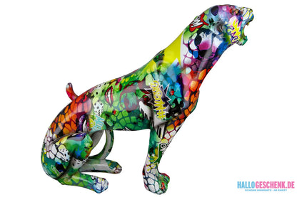 Figur: Gepard „Street Art 2“ • Kunstharz • mehrfarbig • 28×33×9 cm • Gilde - Figur