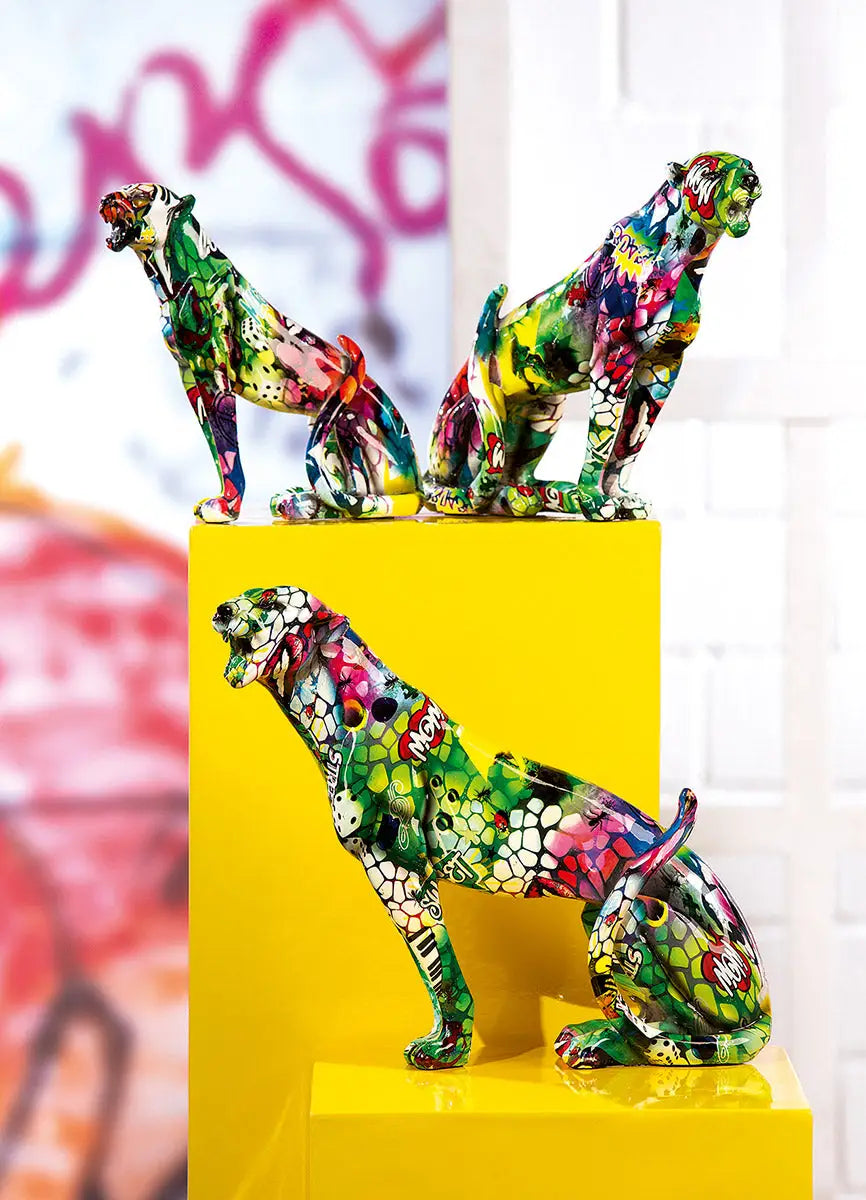 Figur: Gepard „Street Art 2“ • Kunstharz • mehrfarbig • 28×33×9 cm • Gilde - Figur