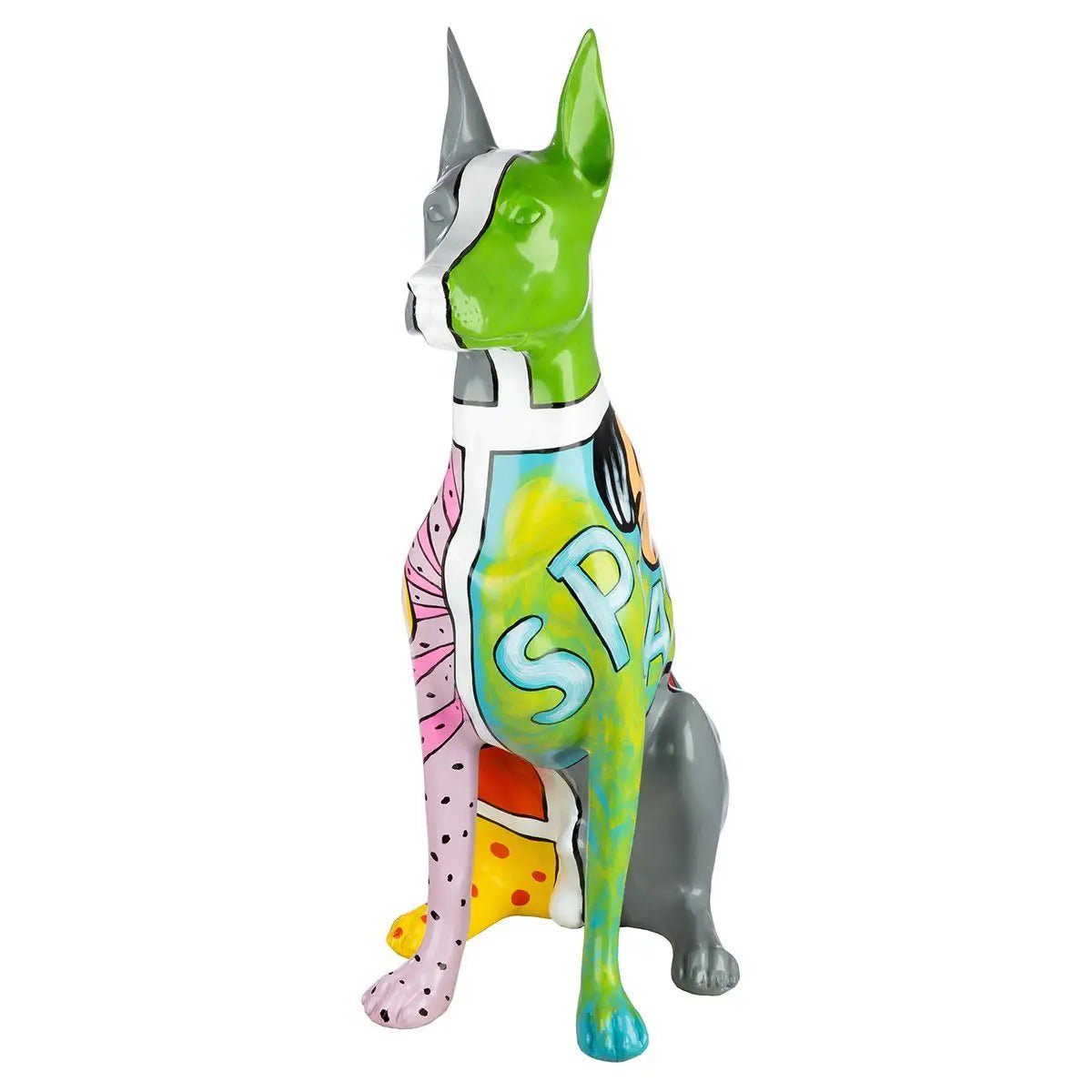 Figur Hund Dobermann mehrfarbig H. 70 cm, VE 1