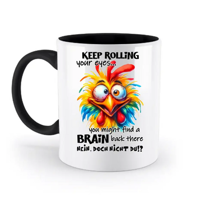 Find a brain!? • zweifarbige Tasse • Exklusivdesign • personalisiert