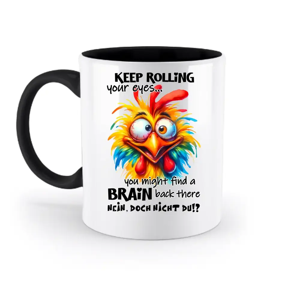 Find a brain!? • zweifarbige Tasse • Exklusivdesign • personalisiert