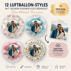 Personalisierte foto-luftballons in pastell und metallic mit paarfotos und dekorativen rahmen 43cm groß