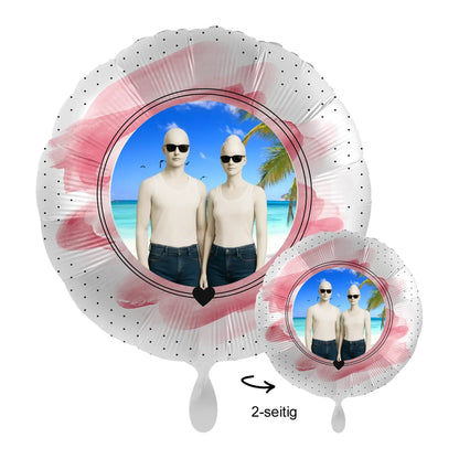 Foto-Luftballon (diverse Stile): Dein Foto - Bild • 43cm Luftballon - Luftballons • personalisiert / Rund Rosa Brush