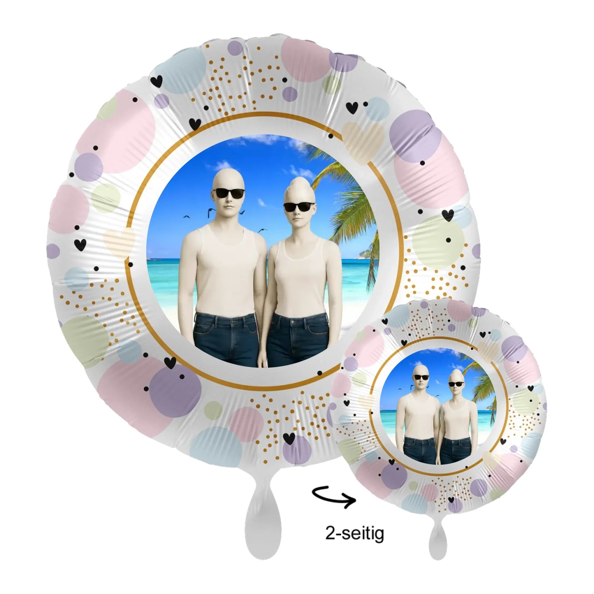 Foto-Luftballon (diverse Stile): Dein Foto - Bild • 43cm Luftballon - Luftballons • personalisiert / Rund Pastel Hearts