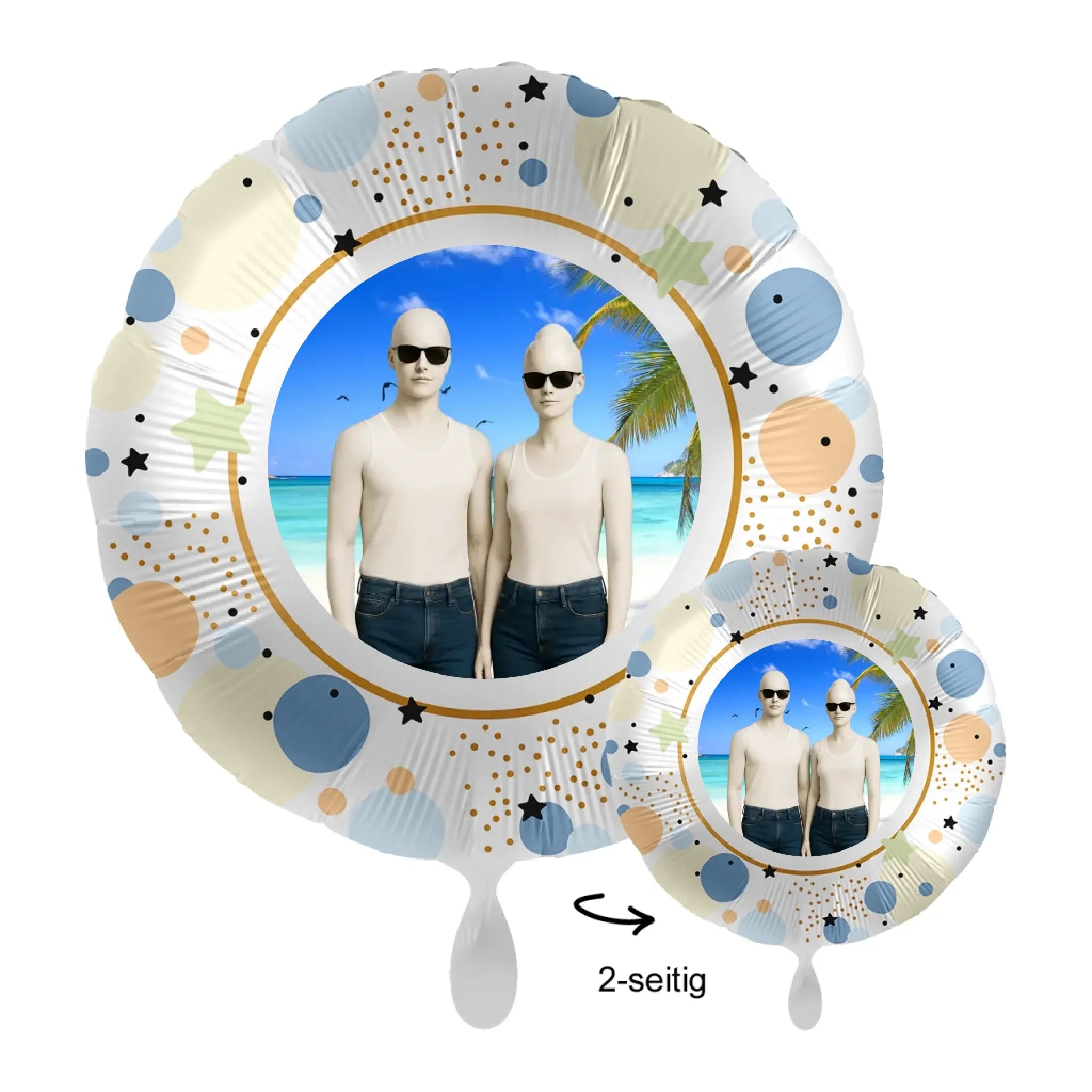 Foto-Luftballon (diverse Stile): Dein Foto - Bild • 43cm Luftballon - Luftballons • personalisiert / Rund Pastel Stars