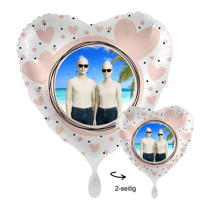 Foto-Luftballon (diverse Stile): Dein Foto - Bild • 43cm Luftballon - Luftballons • personalisiert / Herz Satin Weiß
