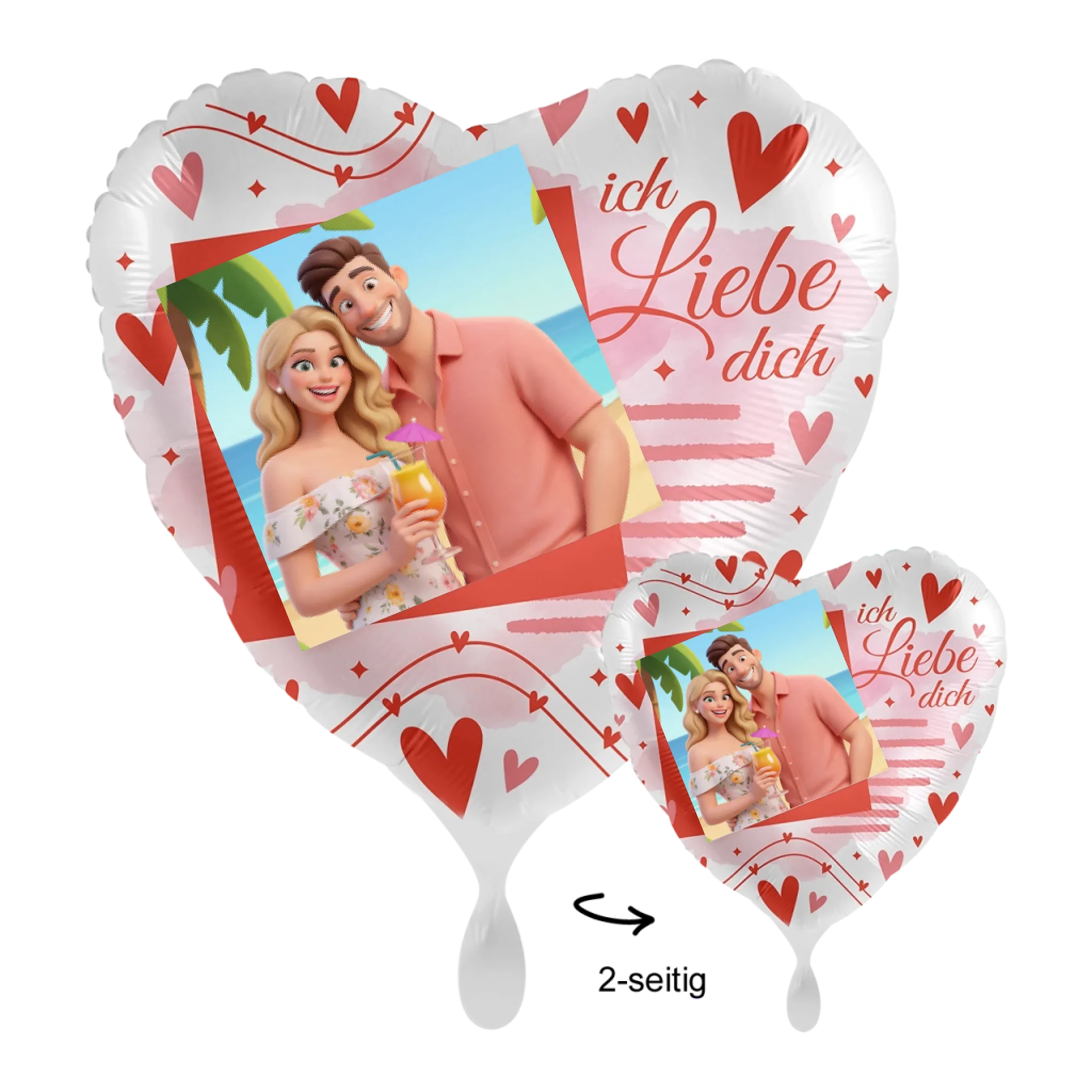 Foto-Luftballon ’Love’ (mit KI-Cartoon-Effekt) - Dein Foto - Bild • 43cm Luftballon • personalisierbar - Love