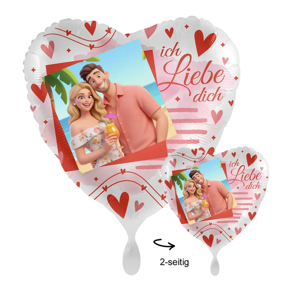 Foto-Luftballon ’Love’ (mit KI-Cartoon-Effekt) - Dein Foto - Bild • 43cm Luftballon • personalisierbar - Love