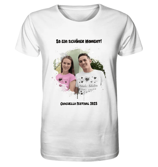 Fotoartikel mit Farbklecks - Effekt Splash 1 (personalisierbar) - Unisex Premium T - Shirt XS - 5XL aus Bio - Baumwolle für Damen & Herren - HalloGeschenk.de #geschenkideen# #personalisiert# #geschenk#