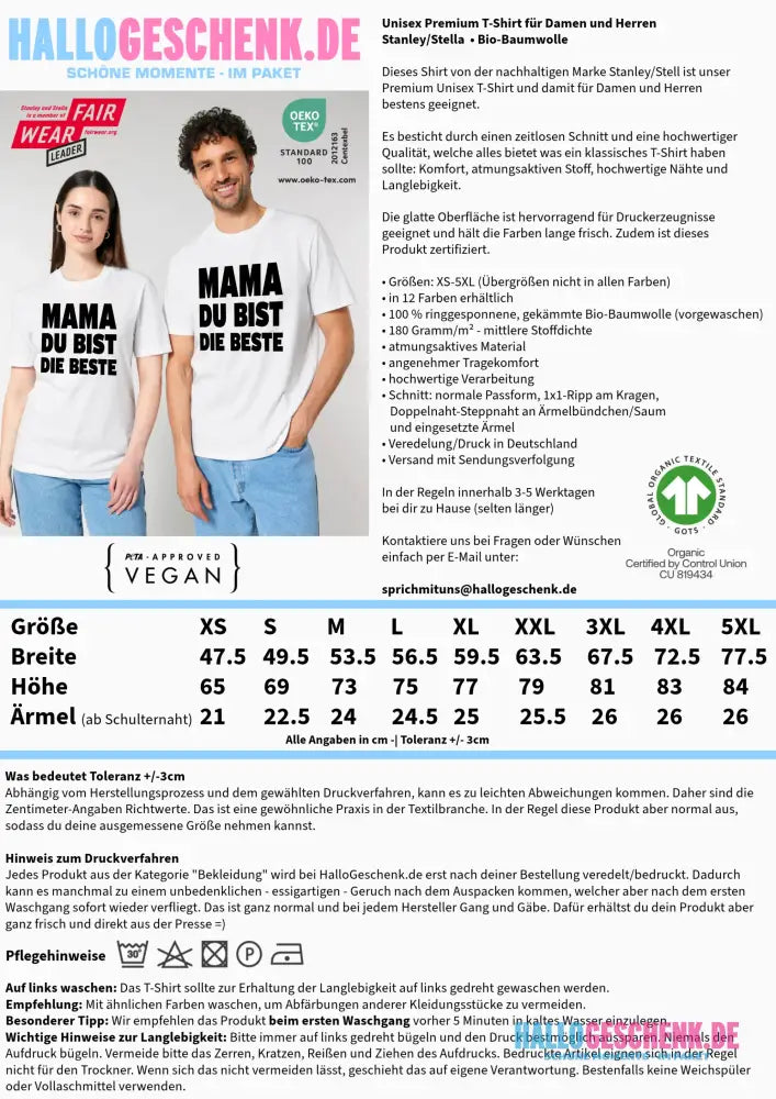 Fotowort: Mama • Fotogeschenk • personalisiert • Unisex T-Shirt für Herren & Damen • Bio - personalisierte T-Shirts
