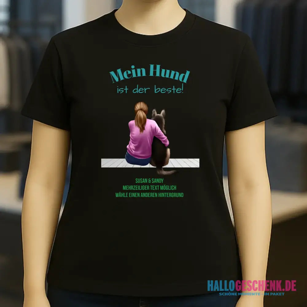 Frau mit Retriever oder Schäferhund, personalisierbar - Ladies Premium T-Shirt XS-2XL aus Bio-Baumwolle für Damen
