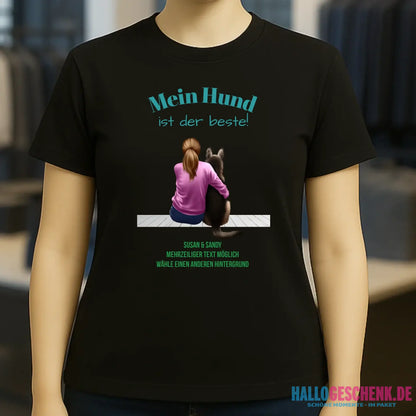 Frau mit Retriever oder Schäferhund, personalisierbar - Ladies Premium T-Shirt XS-2XL aus Bio-Baumwolle für Damen