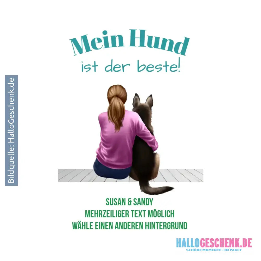Frau mit Retriever oder Schäferhund personalisierbar: Sticker 20x20 cm (Aufkleber) - White / OneSize / ausgestanzter