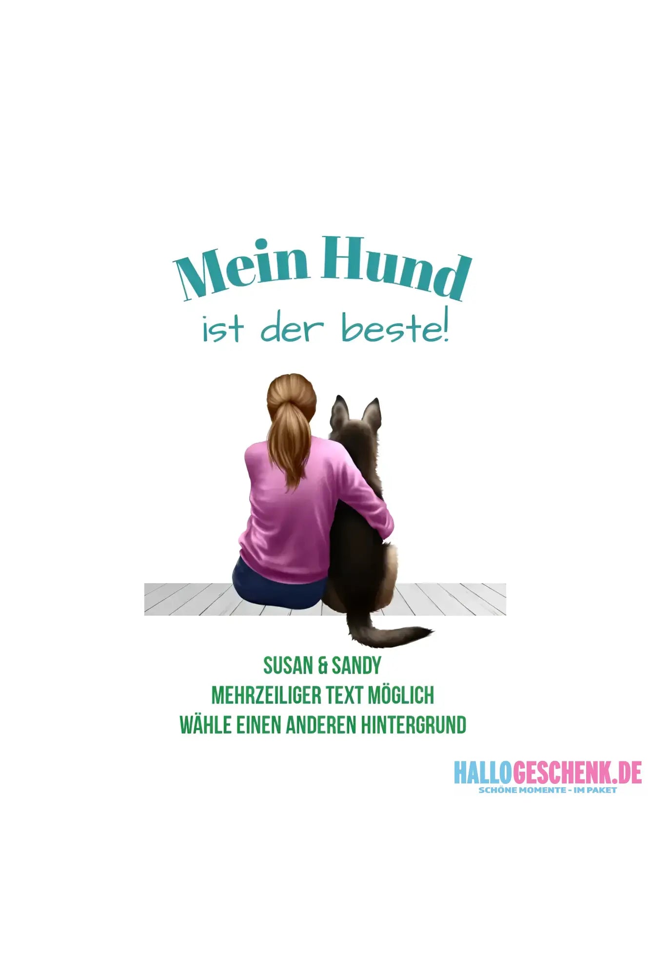 Frau mit Retriever oder Schäferhund personalisierbar: Sticker 20x20 cm (Aufkleber) - White / OneSize / ausgestanzter