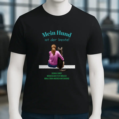 Frau mit Retriever oder Schäferhund, personalisierbar - Unisex Premium T-Shirt XS-5XL aus Bio-Baumwolle für Damen & Herren