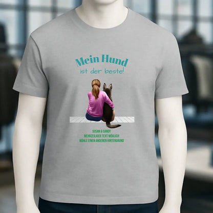 Frau mit Retriever oder Schäferhund, personalisierbar - Unisex Premium T-Shirt XS-5XL aus Bio-Baumwolle für Damen & Herren