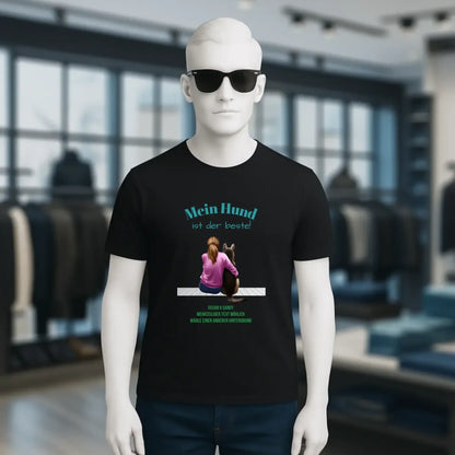 Frau mit Retriever oder Schäferhund, personalisierbar - Unisex Premium T-Shirt XS-5XL aus Bio-Baumwolle für Damen & Herren