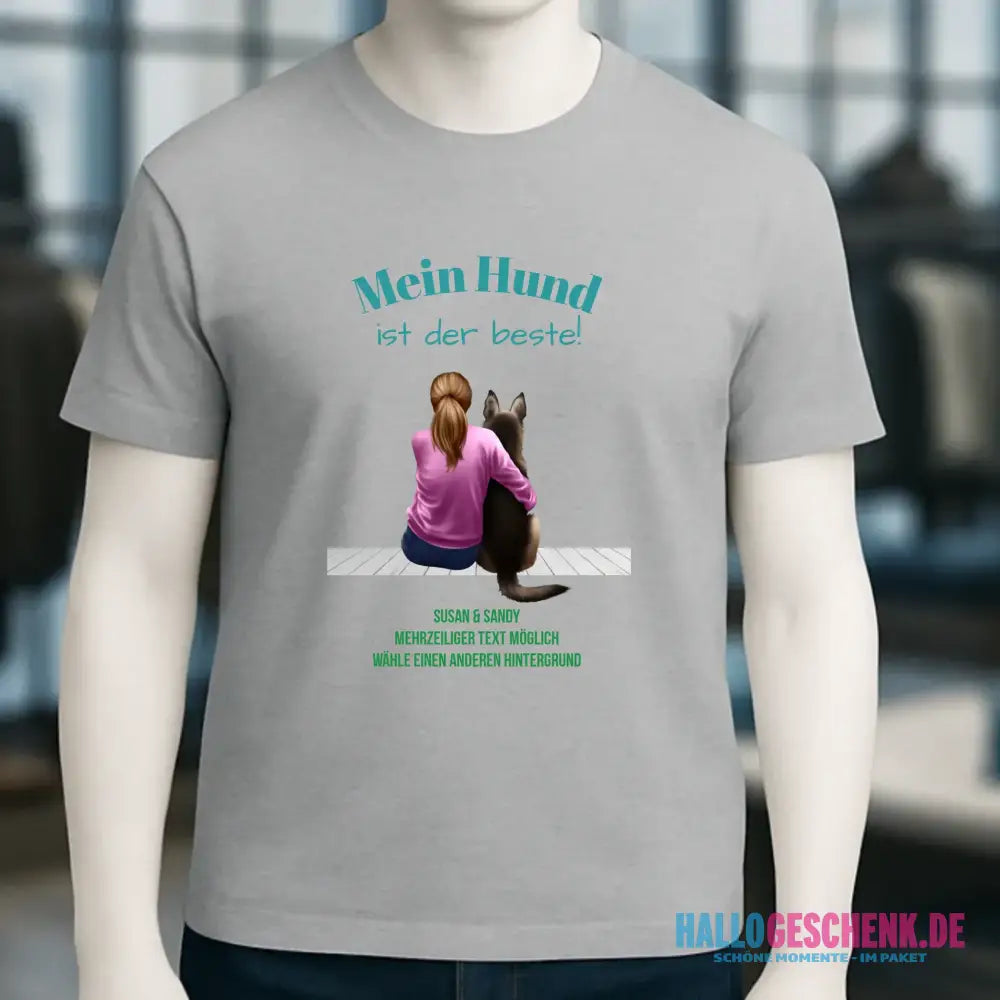 Frau mit Retriever oder Schäferhund, personalisierbar - Unisex Premium T-Shirt XS-5XL aus Bio-Baumwolle für Damen & Herren