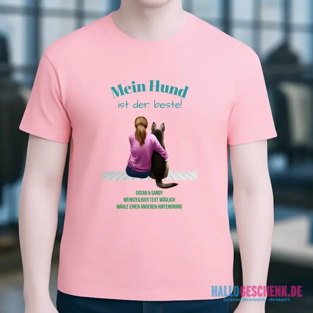 Frau mit Retriever oder Schäferhund, personalisierbar - Unisex Premium T-Shirt XS-5XL aus Bio-Baumwolle für Damen & Herren