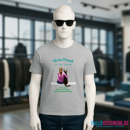 Frau mit Retriever oder Schäferhund, personalisierbar - Unisex Premium T-Shirt XS-5XL aus Bio-Baumwolle für Damen & Herren