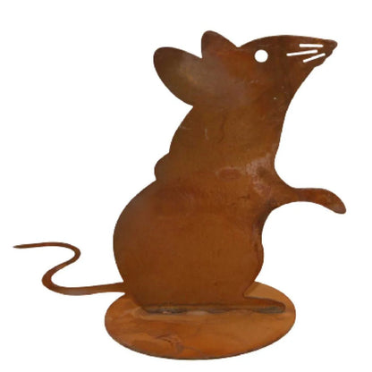 Freche Metalldeko Maus im Edelrost Design | Gartendeko Rost Figur von HalloGeschenk.de