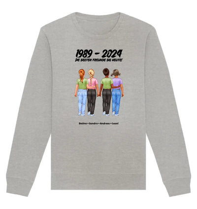Heather graues langarm sweatshirt mit gedrucktem design von vier frauen die hände halten aus statement collection