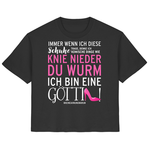 Damenshirt mit Spruch • Knie nieder du Wurm, ich bin eine Göttin • Bio-Ladies-Shirt