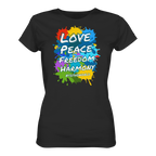 Peace-Damenshirt • Love Peace Freedom Harmony • Bio-Ladies-Shirt