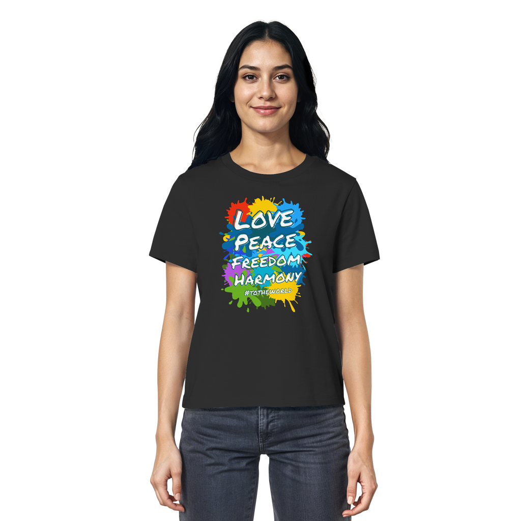 Peace-Damenshirt • Love Peace Freedom Harmony • Bio-Ladies-Shirt
