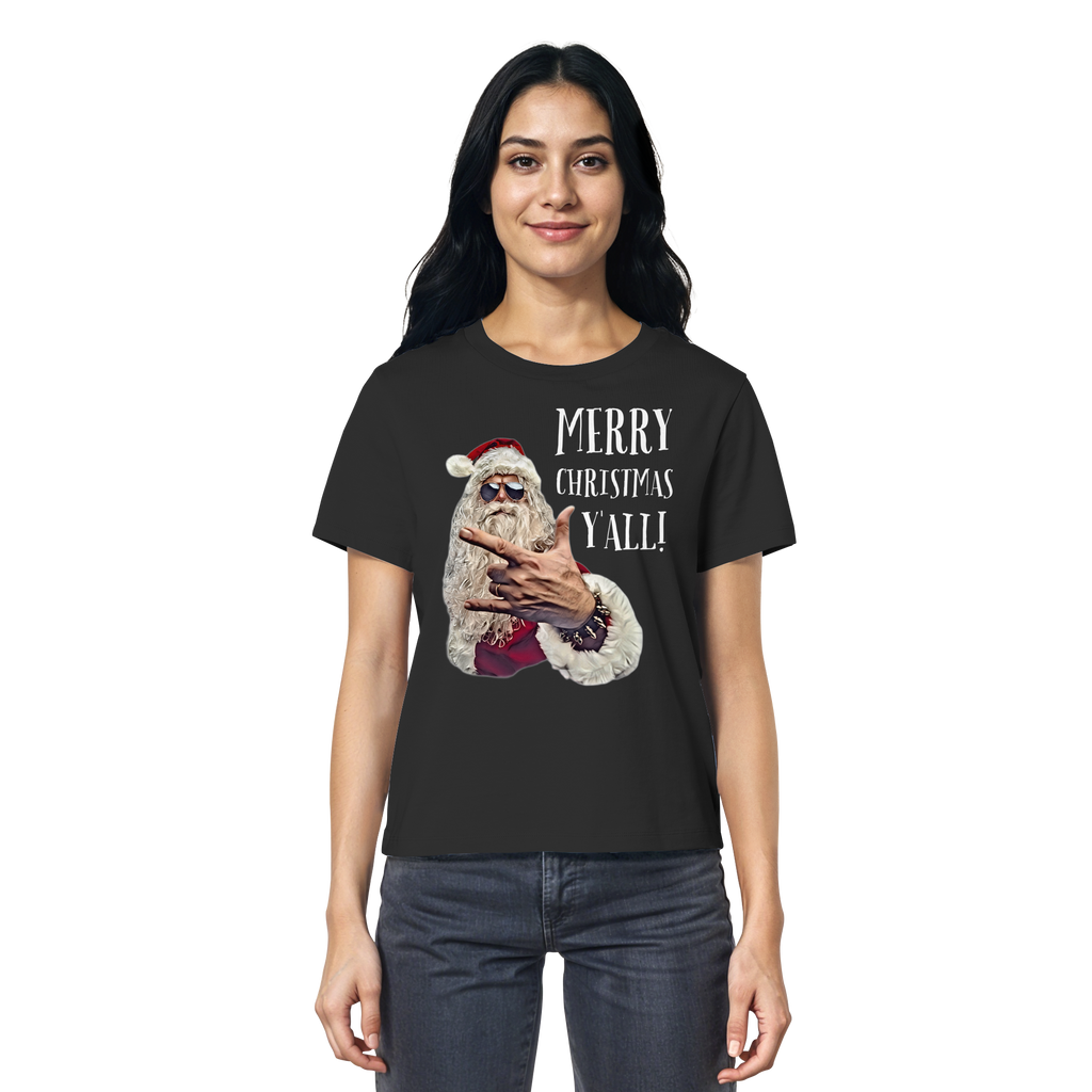 Weihnachtsshirt Damen Cool Santa • Merry Christmas y'all • Bio-Ladies-Shirt