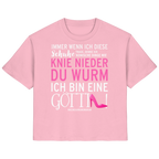 Damenshirt mit Spruch • Knie nieder du Wurm, ich bin eine Göttin • Bio-Ladies-Shirt