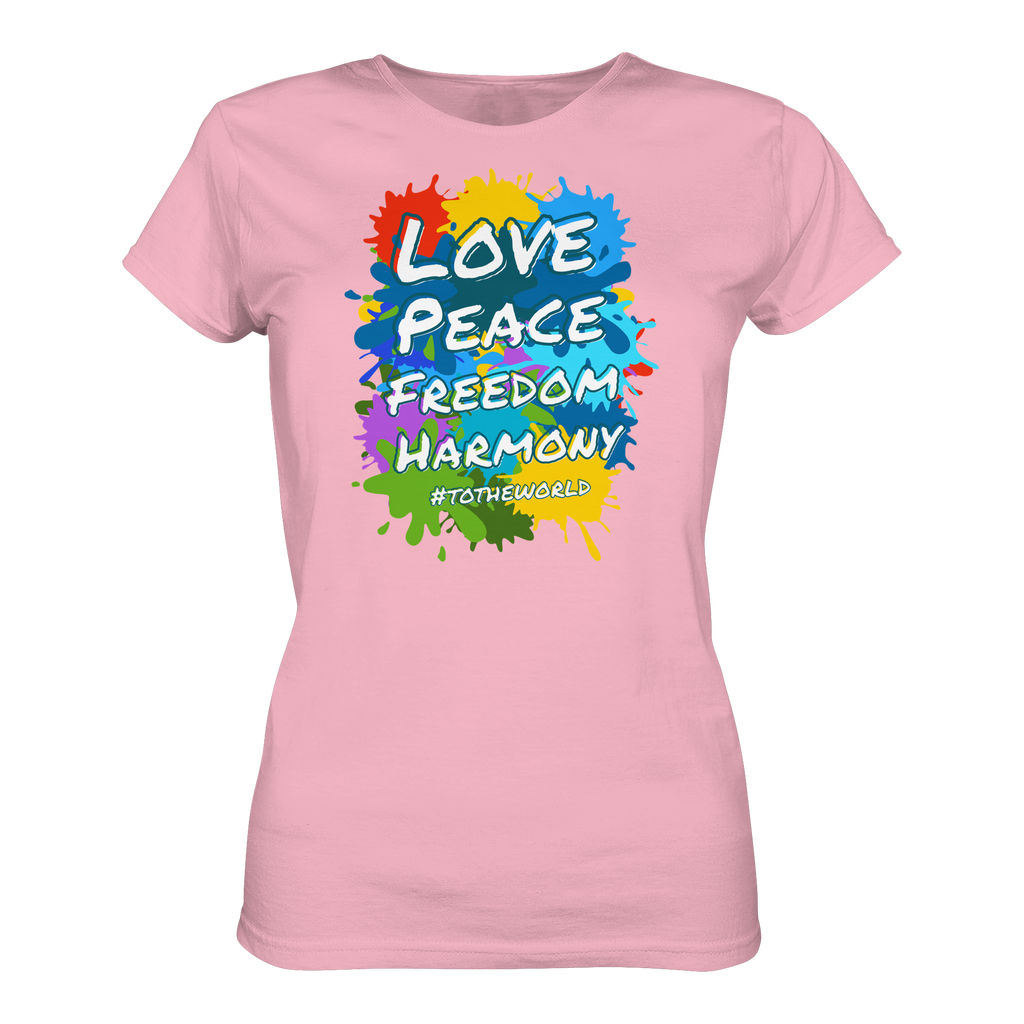 Peace-Damenshirt • Love Peace Freedom Harmony • Bio-Ladies-Shirt
