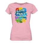 Peace-Damenshirt • Love Peace Freedom Harmony • Bio-Ladies-Shirt