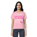 Damenshirt mit Spruch • Knie nieder du Wurm, ich bin eine Göttin • Bio-Ladies-Shirt