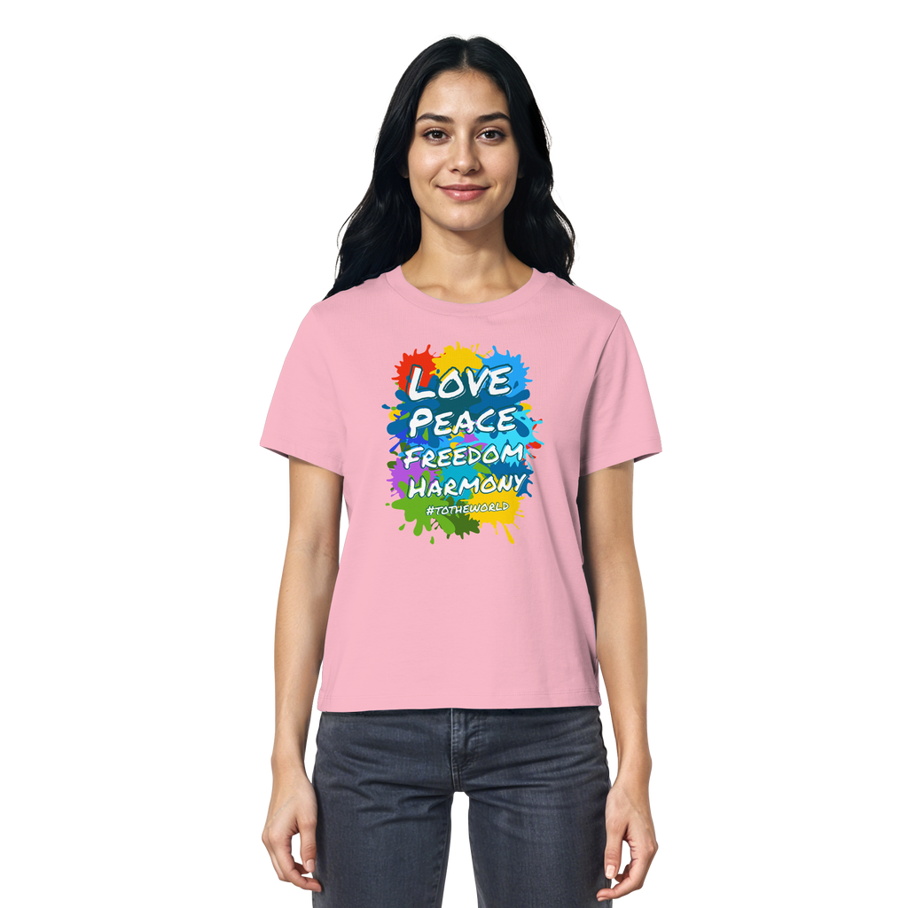 Peace-Damenshirt • Love Peace Freedom Harmony • Bio-Ladies-Shirt