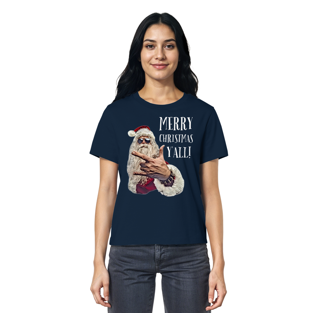 Weihnachtsshirt Damen Cool Santa • Merry Christmas y'all • Bio-Ladies-Shirt