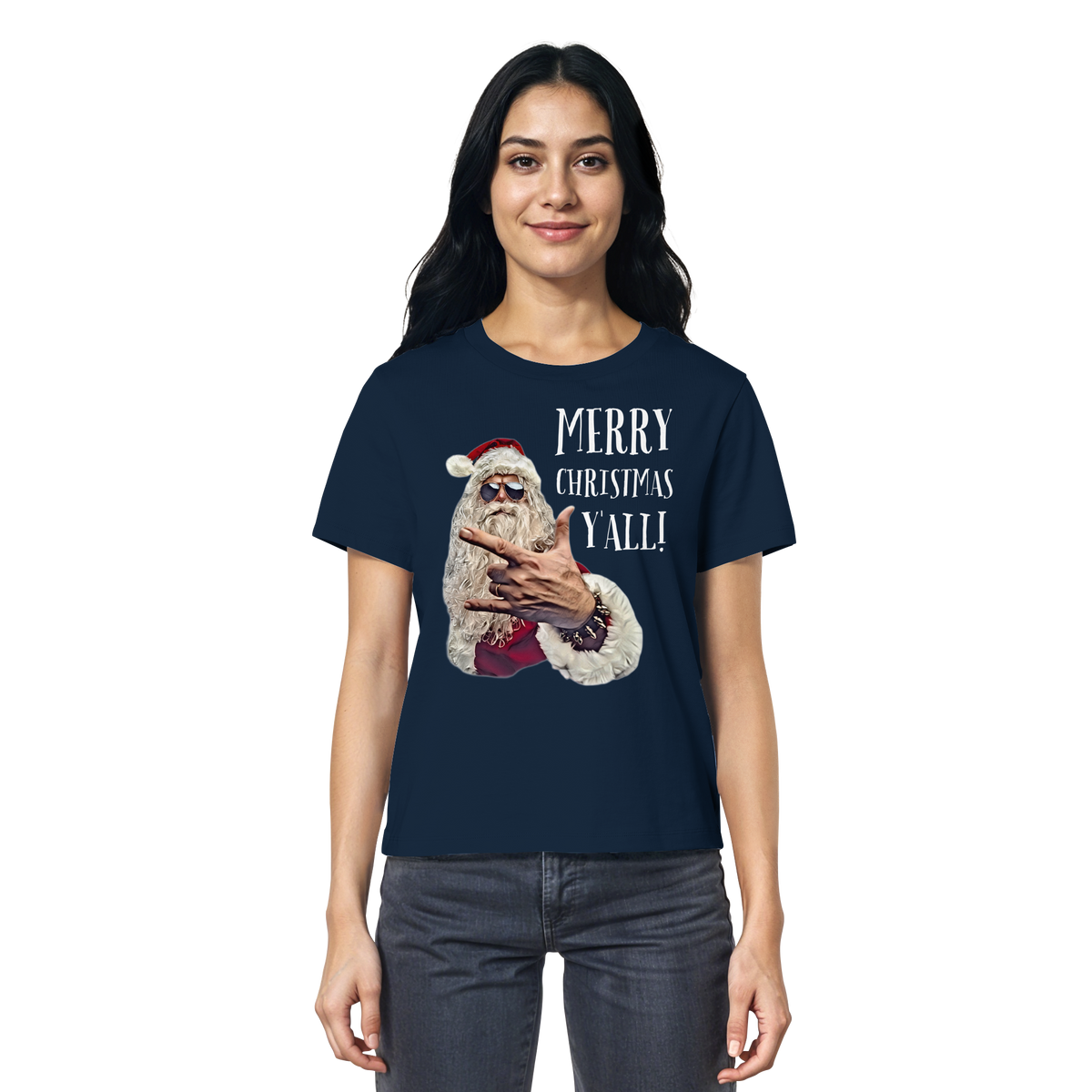 Weihnachtsshirt Damen Cool Santa • Merry Christmas y'all • Bio-Ladies-Shirt