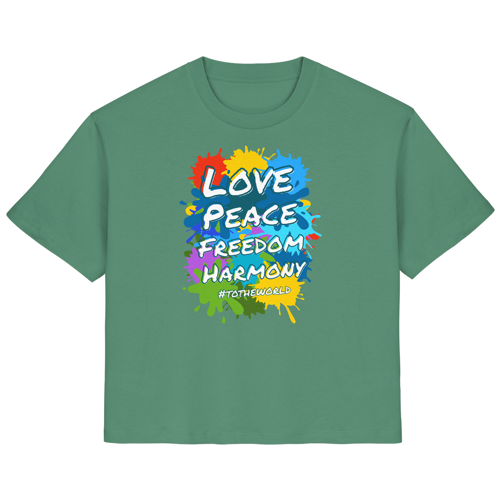 Peace-Damenshirt • Love Peace Freedom Harmony • Bio-Ladies-Shirt