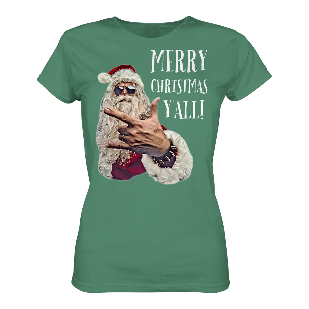 Weihnachtsshirt Damen Cool Santa • Merry Christmas y'all • Bio-Ladies-Shirt