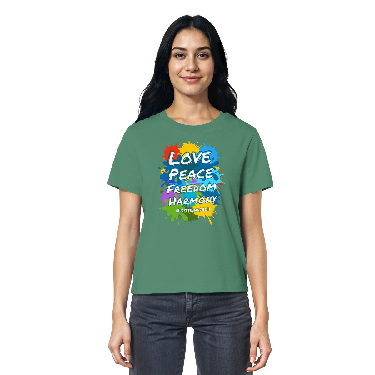 Peace-Damenshirt • Love Peace Freedom Harmony • Bio-Ladies-Shirt