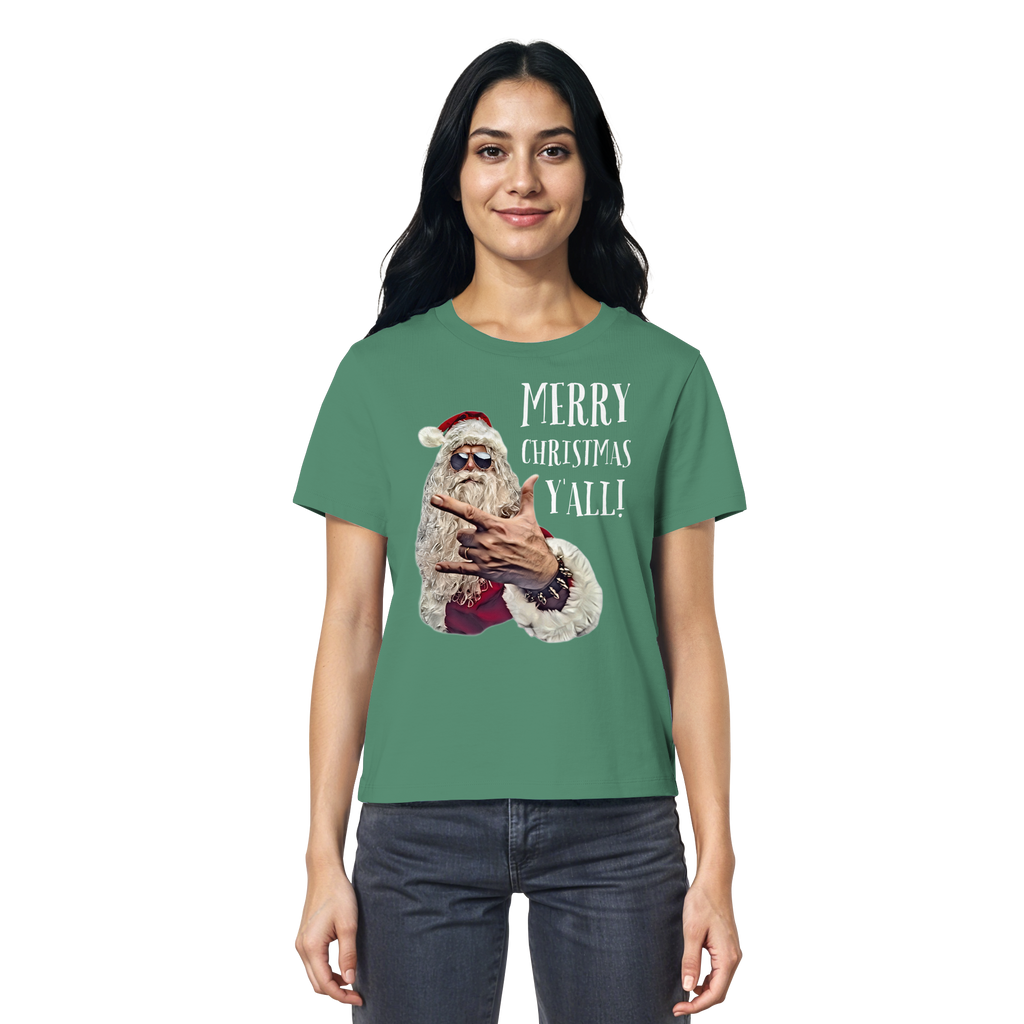 Weihnachtsshirt Damen Cool Santa • Merry Christmas y'all • Bio-Ladies-Shirt