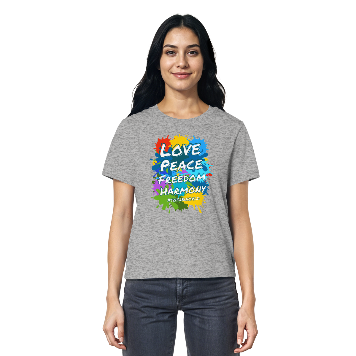 Peace-Damenshirt • Love Peace Freedom Harmony • Bio-Ladies-Shirt