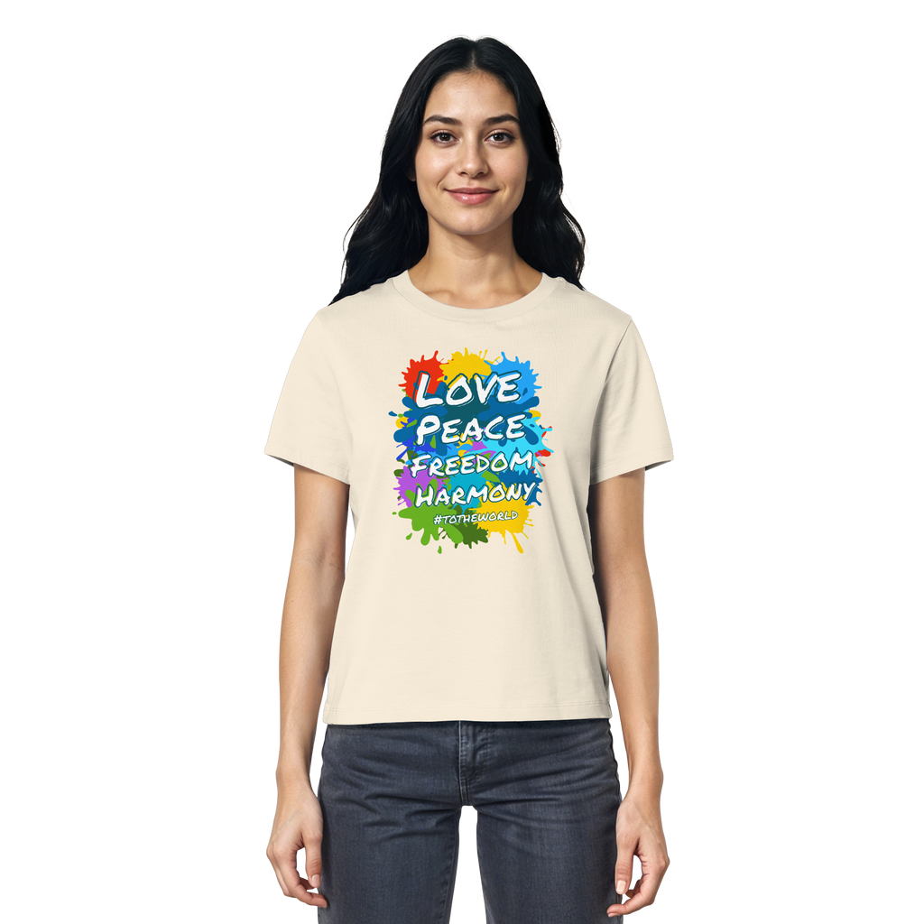 Peace-Damenshirt • Love Peace Freedom Harmony • Bio-Ladies-Shirt