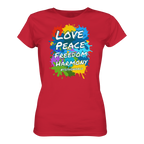 Peace-Damenshirt • Love Peace Freedom Harmony • Bio-Ladies-Shirt