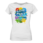 Peace-Damenshirt • Love Peace Freedom Harmony • Bio-Ladies-Shirt