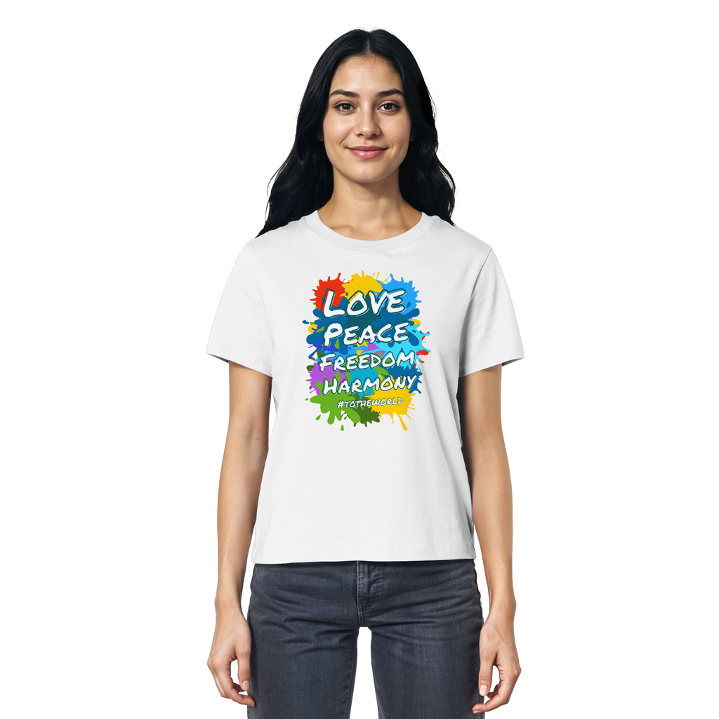 Peace-Damenshirt • Love Peace Freedom Harmony • Bio-Ladies-Shirt